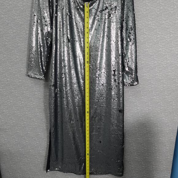 Calvin Klein Sequin Midi Dress Silver- XL - Picture 8 of 9